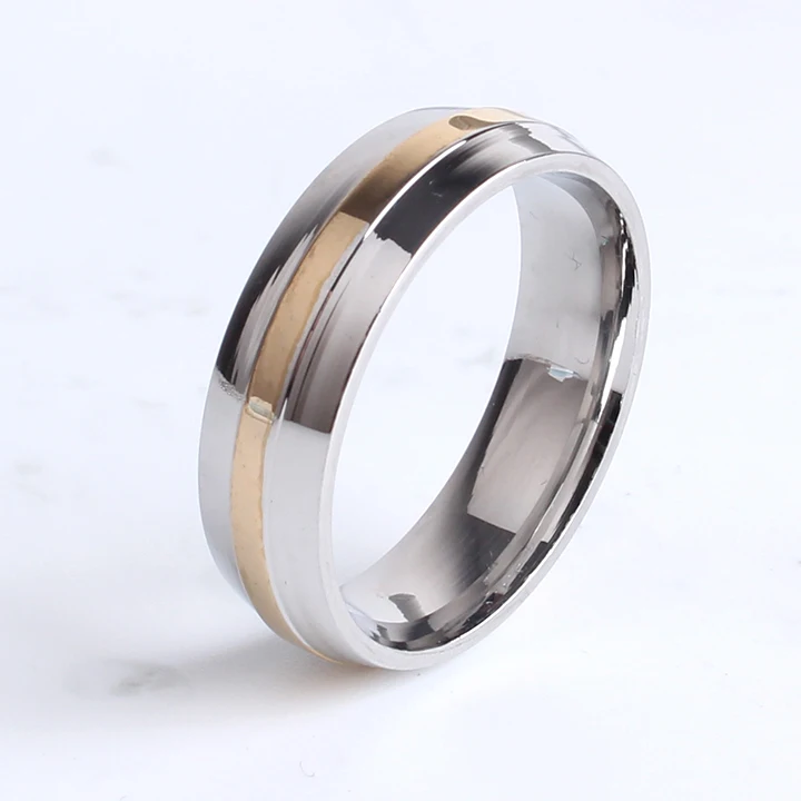 

wedding rings 6MM gold color thin stripes 316l Stainless Steel finger rings for women men wholesale