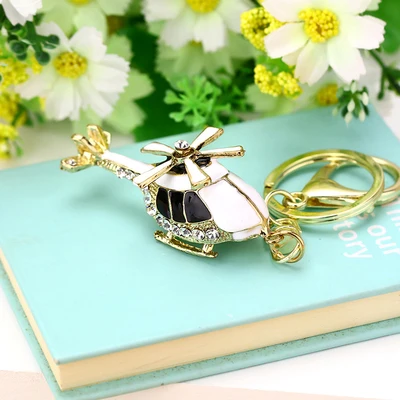 

Girl Heart Rhinestone Helicopter Motorcycle Electric car keychains Female Korea Cute Creative INS Bag Pendant Key Ring Gift