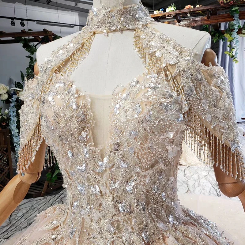 HTL658 бальное платье свадебное принцесса соборный Поезд Половина рукава блестками