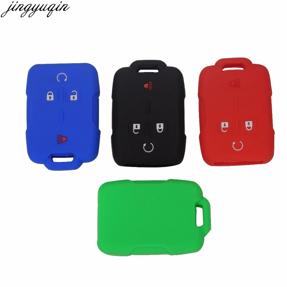 

jingyuqin 4 Buttons Remote Silicone Cover Car-Styling Key Case For Cadillac /Chevrolet Silverado /GMC Sierra