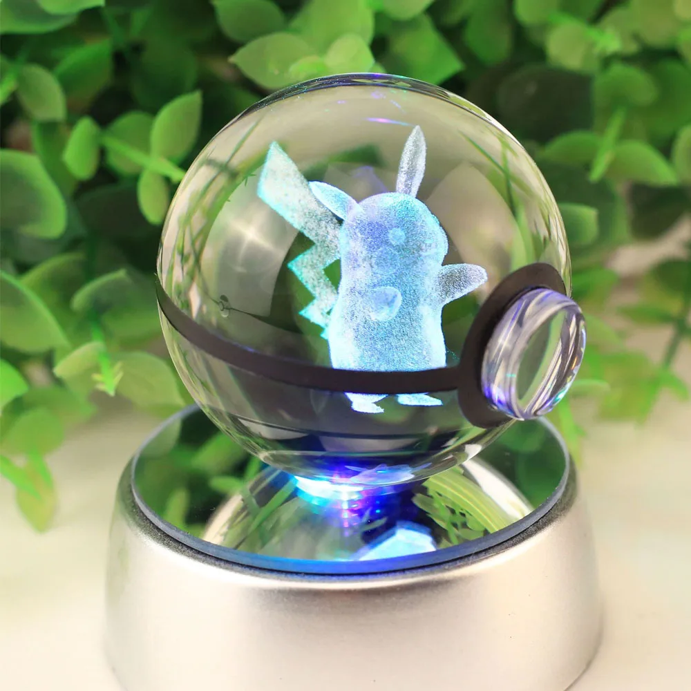 3D 5 см Кристалл Пикачу Ночник светильник покемон XY лампа мини прозрачный Psyduck