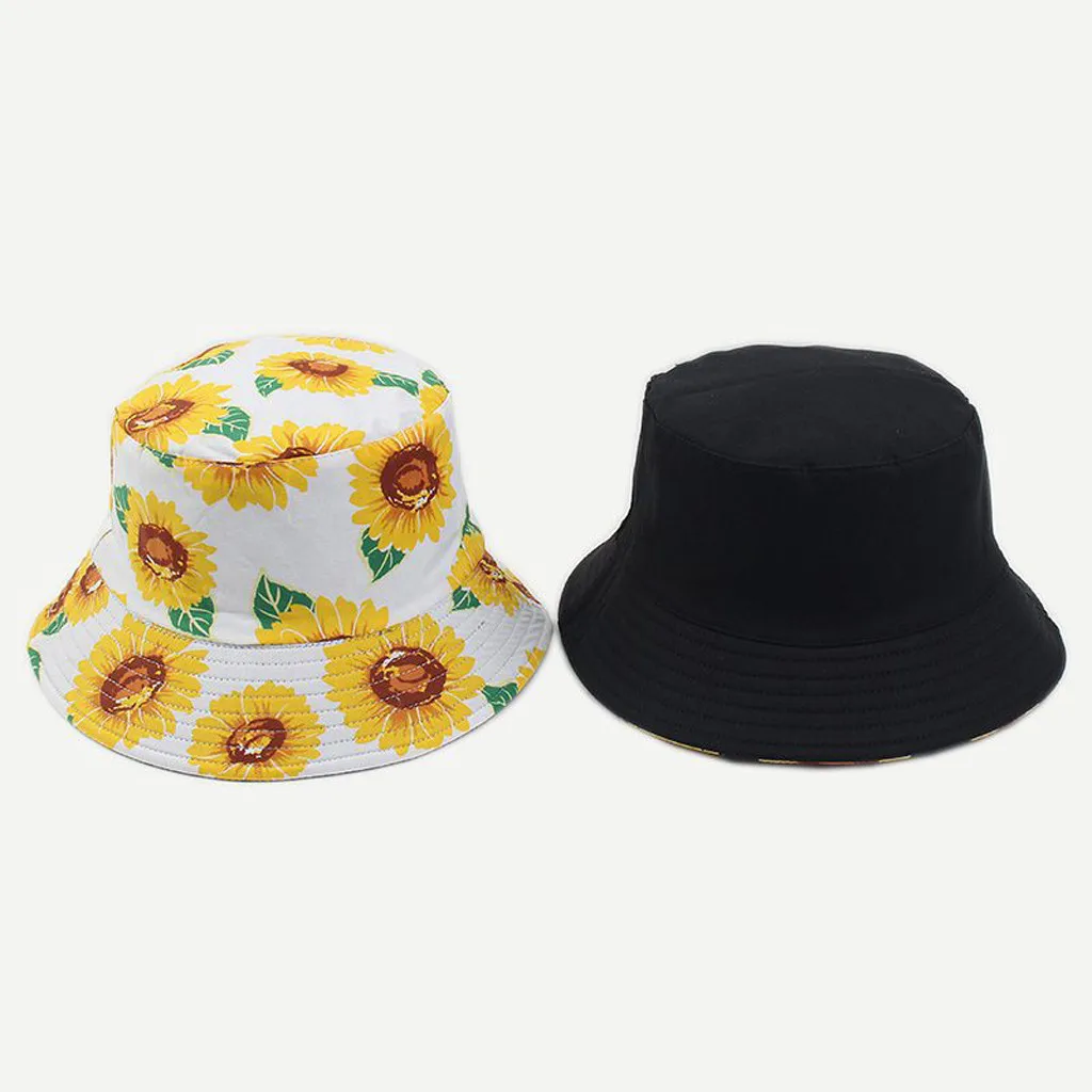 Fisherman Hat Summer Chapéu De Pescador Unisex Sunflower Print Two-sided Foldable Bucket Sombrero Para Hombre#30 | Аксессуары для