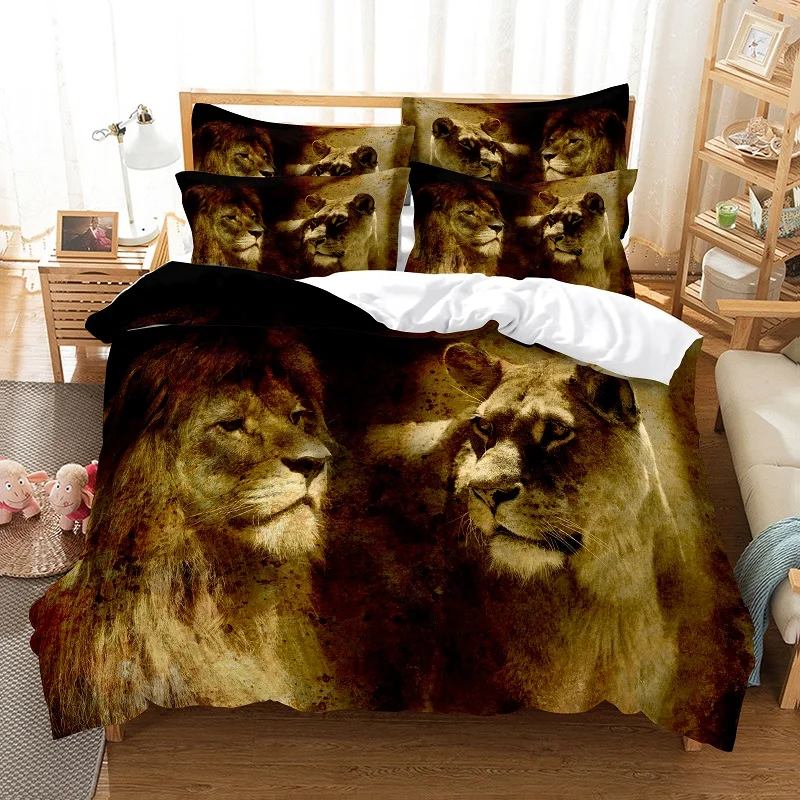 

Lion In The Wilderness Bedding Duvet Cover Set 3d Digital Printing Bed Linen Fashion Design Comforter Cover Bedding Sets Bed Set