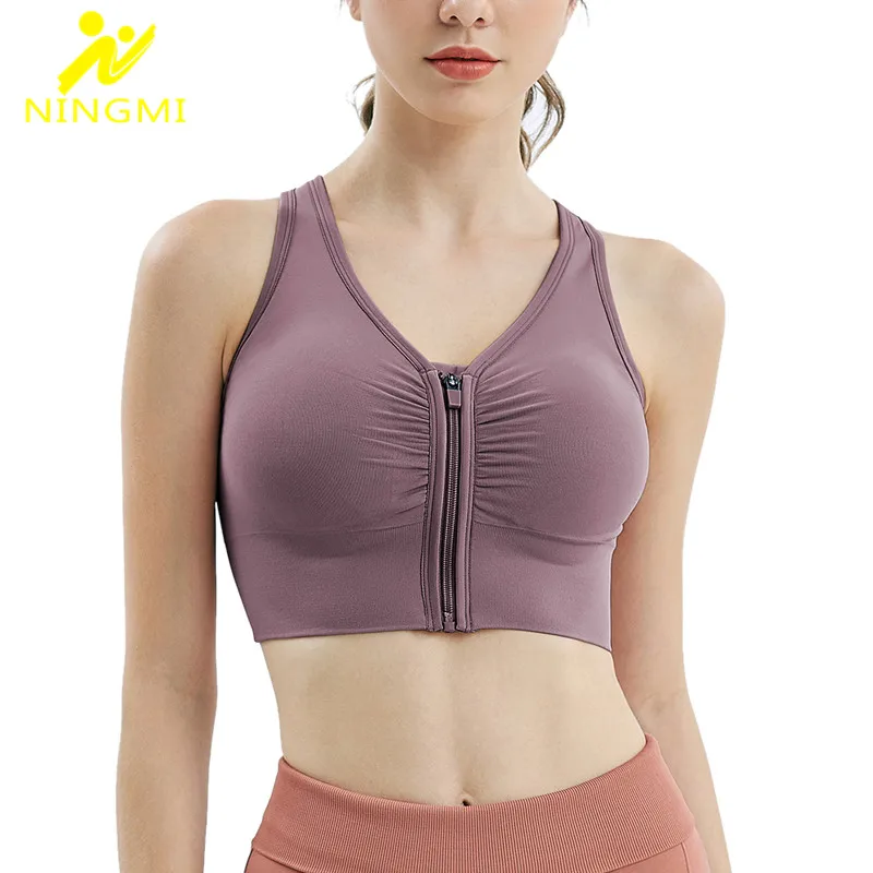 

NINGMI Sports Bra for Women Workout Top Gym Running High Impact Vest Push Up Mes Yoga Bra Fitness Cross Bandage Sport Crop Top