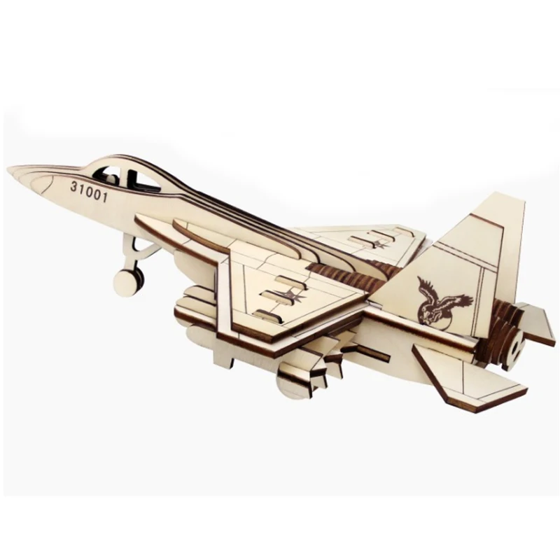 

3D деревянный пазл самолет Пазлы Модель самолета J-31 Fighter "сделай сам" для детей обучающие игрушки для детей мальчиков подарок с 84 шт. запчасти
