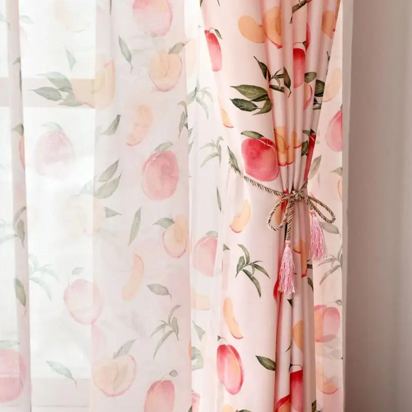 Полузатемняющие шторы с принтом розовых фруктов для гостиной детской спальни