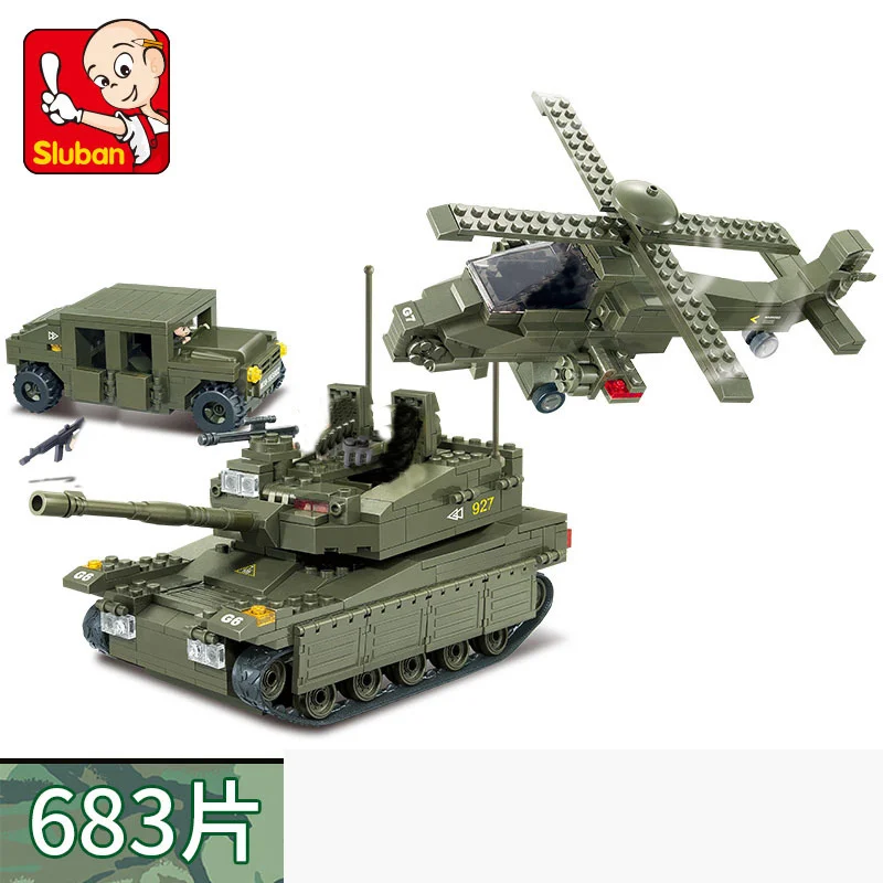 Sluban Military SWAT team vehicles Model plane tanks armed truck army World war ii building blocks DIY bricks Moc WW2 Kids Toys. | Игрушки и