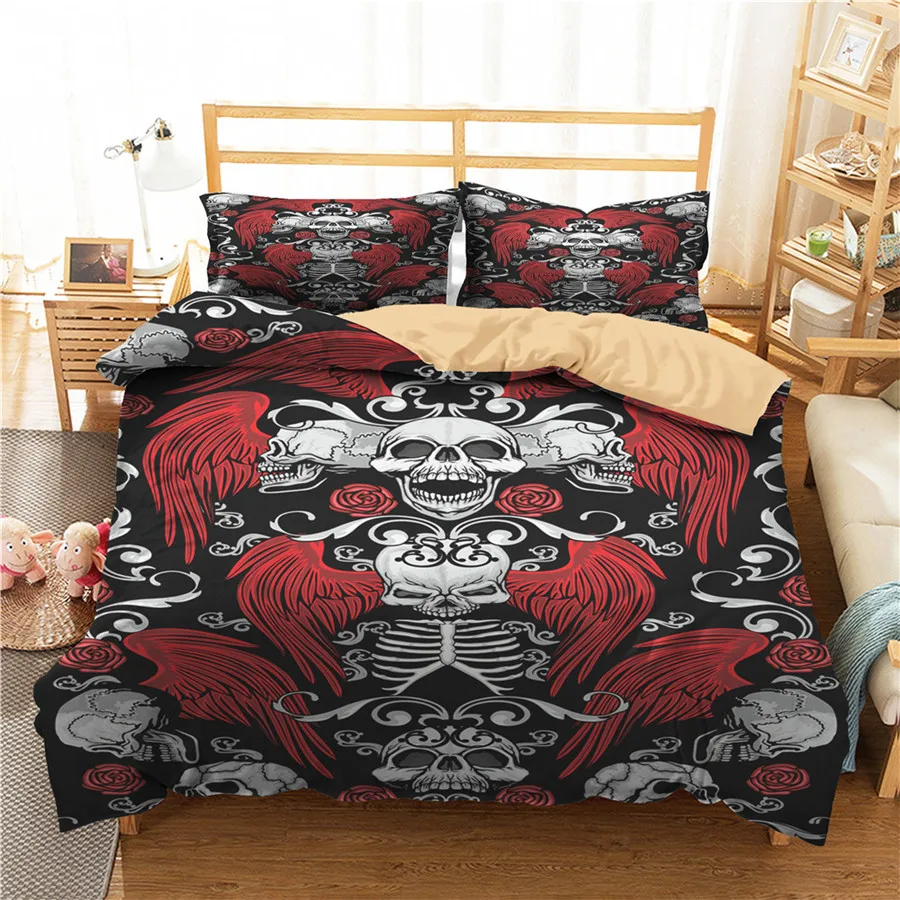 

A Bedding Set 3D Printed Duvet Cover Bed Set Horror Skull Home Textiles for Adults Bedclothes with Pillowcase #KL43