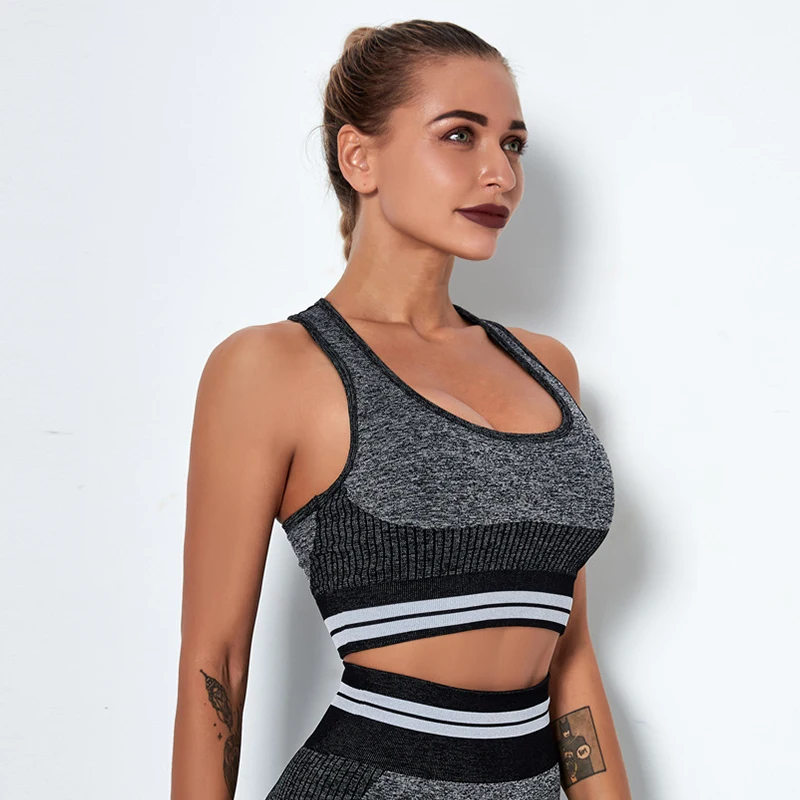 Противоударный Спортивный бюстгальтер с эффектом пуш ап для йоги спортивный топ