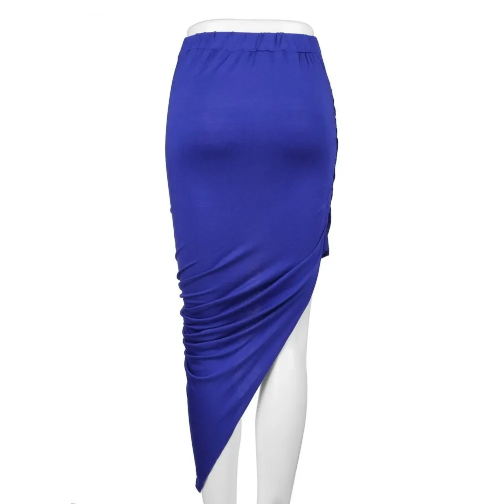 

Slim Fit Draped Sexy Dress Asymmetrical High Waisted Stretch Bodycon Low Mini Maxi Skirts For Evening Party Club