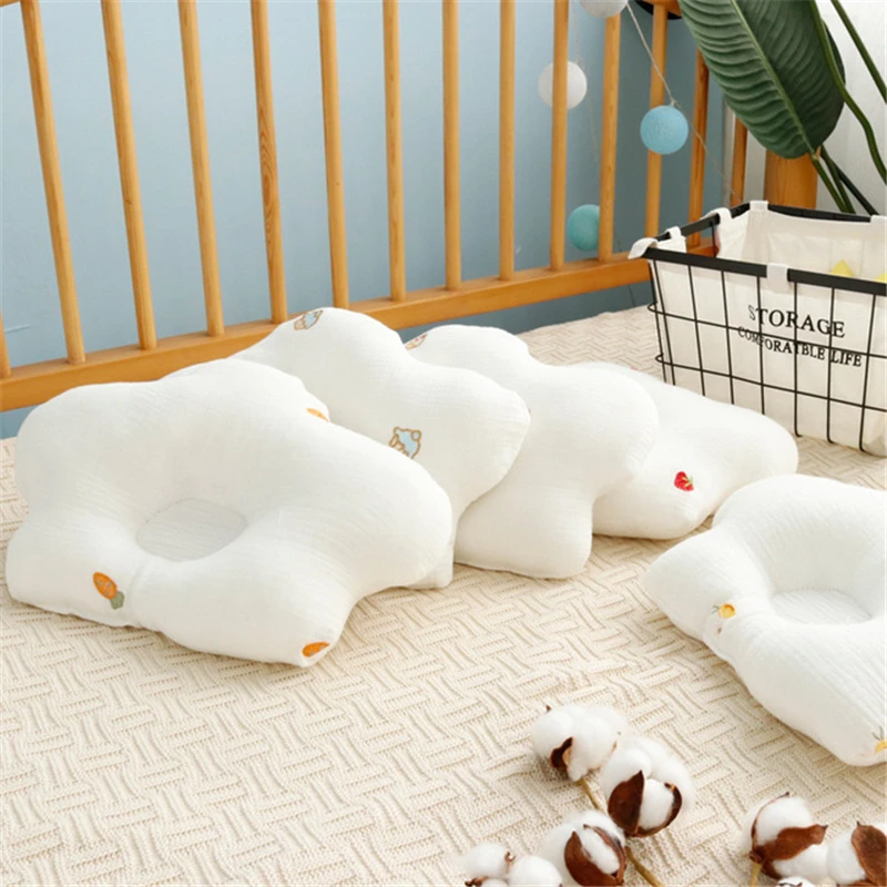 

Muslin Cotton Super Soft Embroidery Breathable White Newborn Pillow Baby Pillows Child Breathable Cushions Toddler Crib Beddings