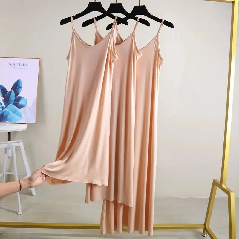 

Modal suspender dress women's summer A-line dress loose V-neck vest dress P3 624