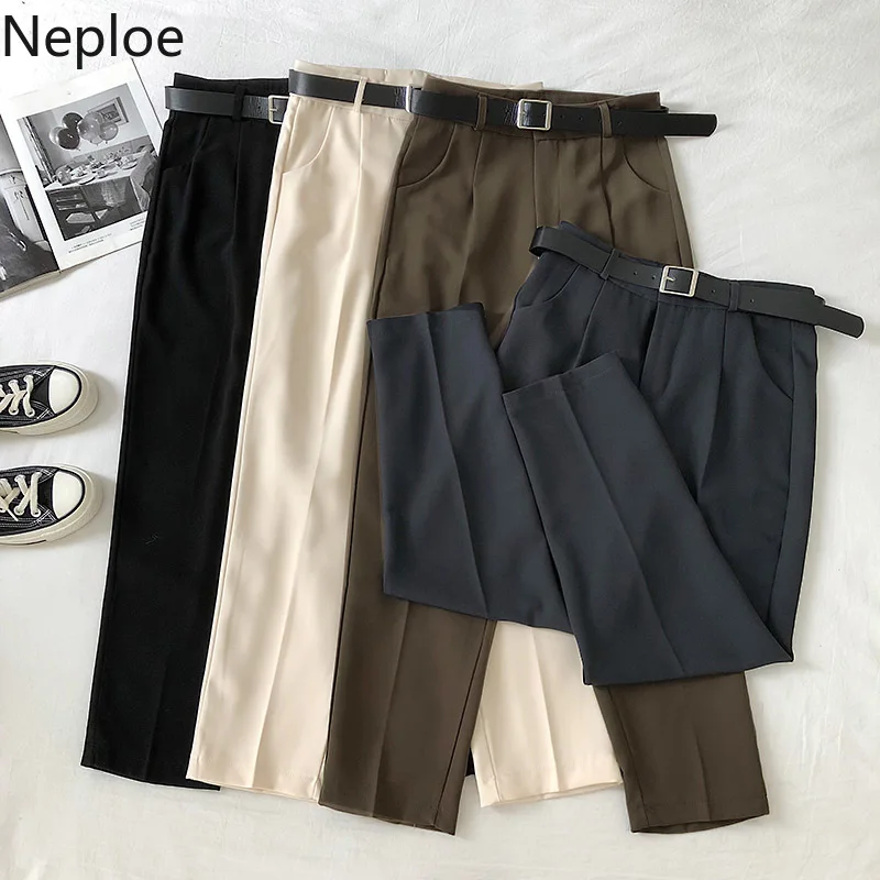 Neploe/классический костюм в стиле ретро с высокой талией брюки Корейском поясом на