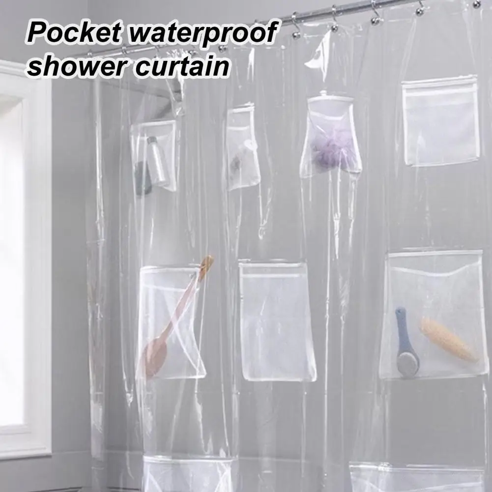 

Easy to Use Premium Translucent Pocket Bath Curtain Hook Bathroom Curtain Waterproof for Indoor