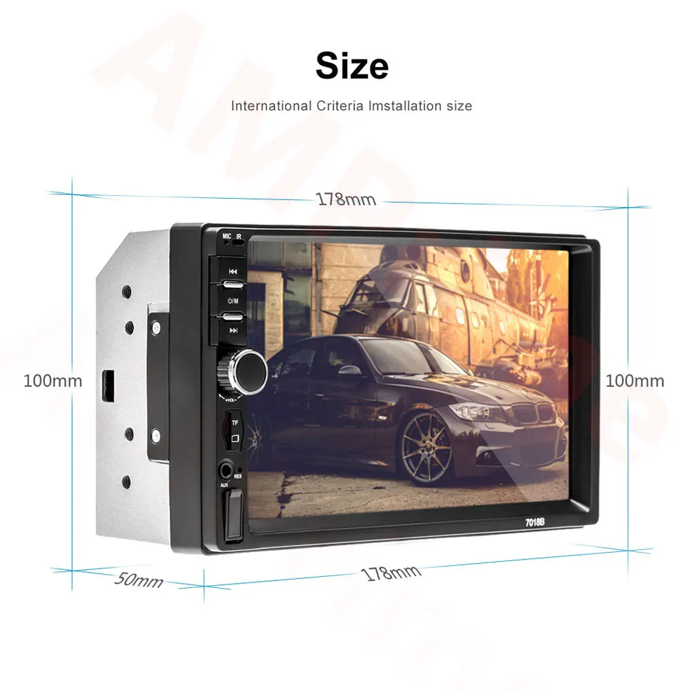 AMPrime 2Din Автомагнитола 7018B Авторадио Зеркало Ссылка сенсорный экран Аудио Радио Bluetooth видео MP5 " мультимедийный плеер FM/TF/USB
