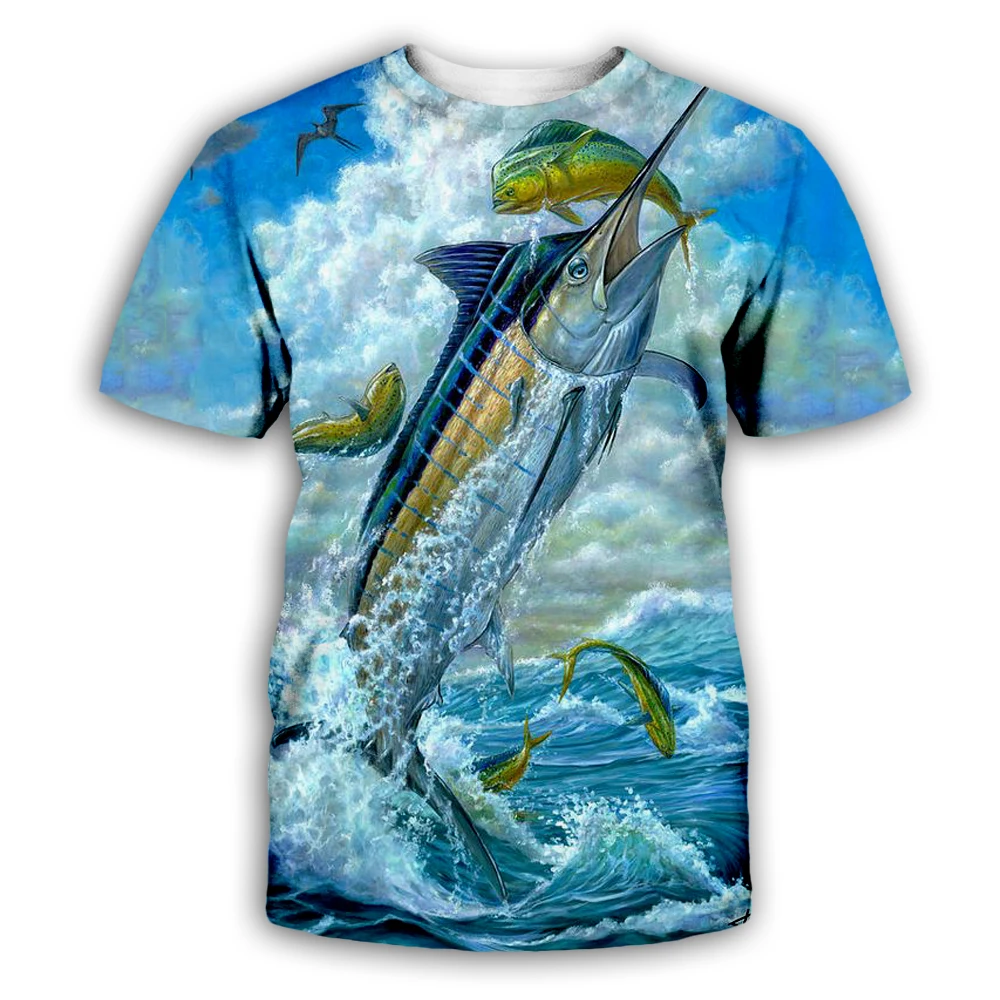 

Newest Deep Sea Fish 3D T Shirt Men Summer Top Tee Hipster Harajuku Casual Mens Top Cool Unisex Ferocious Fish T Shirt FIS0010