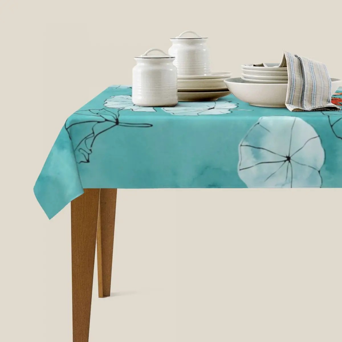 Скатерть для кофейного столика бирюзовая прямоугольная скатерть с рисунком