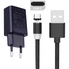 Магнитный зарядный кабель типа C для Samsung A20 A51 Huawei P30 Honor 20 Xiaomi Redmi 8 Note 7, адаптер для телефона, настенная вилка, зарядное устройство USB