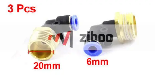 

3Pcs JPL6-04 Pneumetic 6mm to 1/2"PT Male Thread One Touch Elbow Quick Fittings