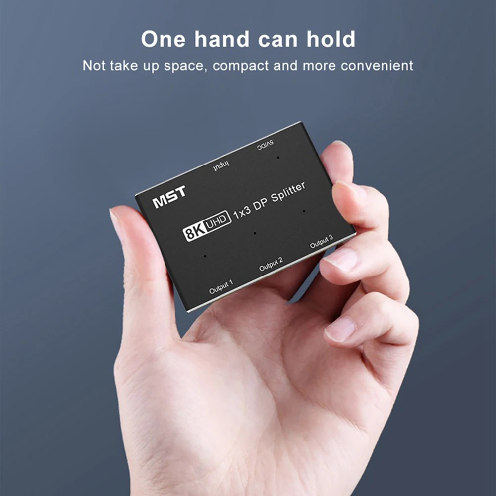 

1 в 3 выхода разветвитель порта дисплея 1X3 тройной порт поддержки MST SST 8K DP удлинитель 60 Гц Ultra HD адаптер разветвитель преобразователь доступ