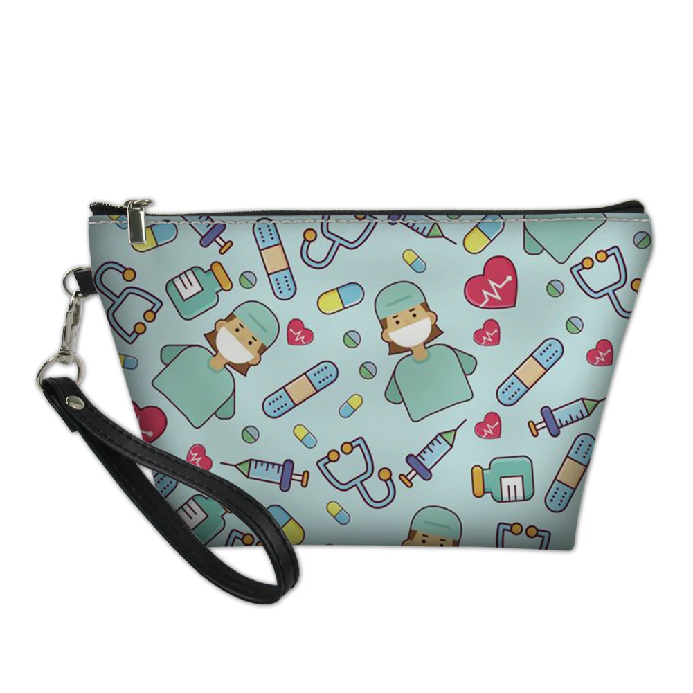 

Binienty women's cosmetic bags adorable, casual, travel, portable, storage, makeup,Doctor and electrocardiogram toiletries bags