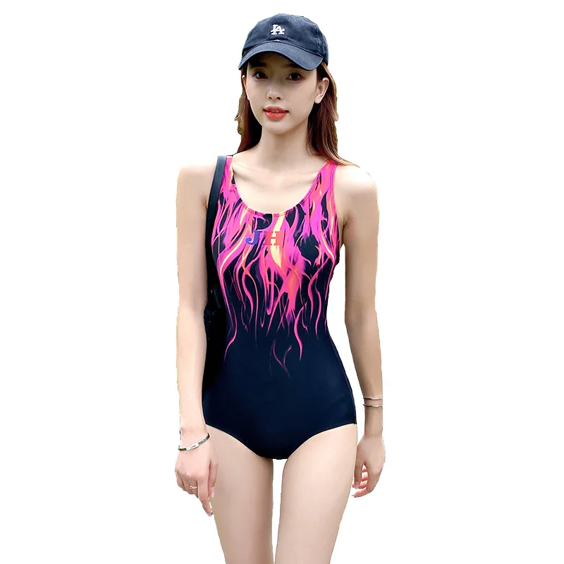 

High Quality Women One-piece Sports Swimsuit Competition Type Female Triangle Swimsuit Digital Printing for Swimming training