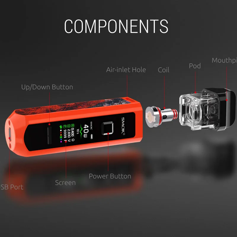 Новый цветной SMOK RPM40 Pod комплект электронных сигарет Vape 1500 мАч об/мин 40 4 3 мл