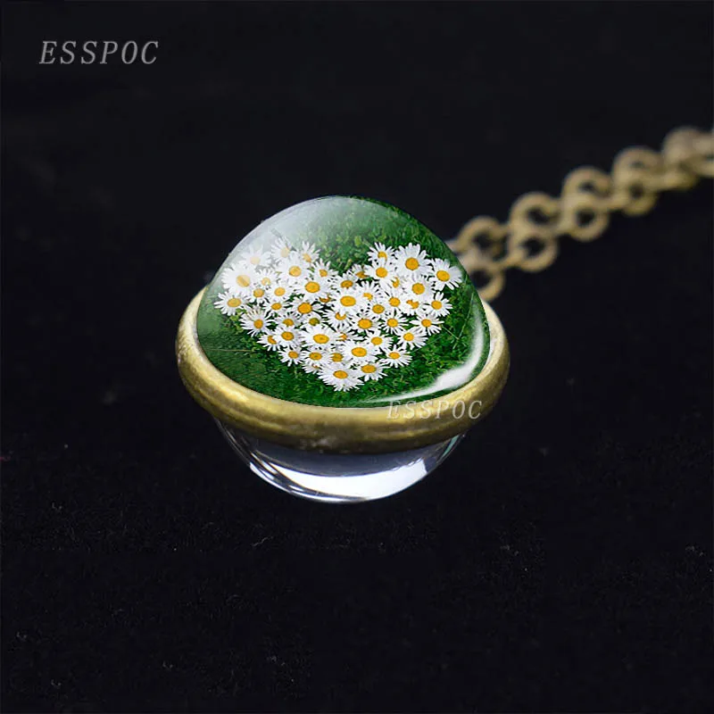 bronze Женские Модные Кристаллы двухсторонняя, для стекла шар лист ожерелье-клевер кулон Для женщин Lucky Дерево желаний ювелирные изделия - Окраска металла: bronze