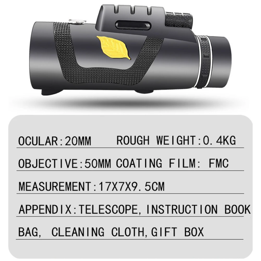 12x50 мощный монокулярный телескоп 8000 м HD с дополнительным увеличением прицел