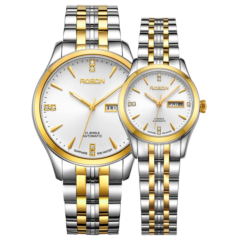 

Rosdn Genuine Watch Men's Automatic Mechanical Men's Watch Calendar Waterproof Business Couple Women's Watch 2166