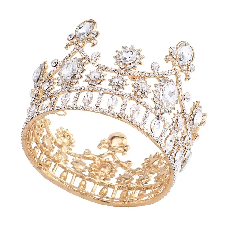 JaneVini 2020 роскошные золотые круглые Свадебные короны тиары принцесса горный