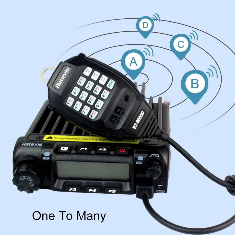 Retevis RT-9000D мобильный автомобильный радиоприемопередатчик VHF 66-88MHz(или UHF) 60W 200CH Scrambler Walkie Talkie+ динамик микрофон+ программный кабель