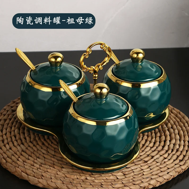 

Storage Box Ceramic Spice Jars Nordic Salt Pepper Organizer Shelf Spice Jars Sugar Bowl Rangement Cuisine Kitchen Tools DG50HST