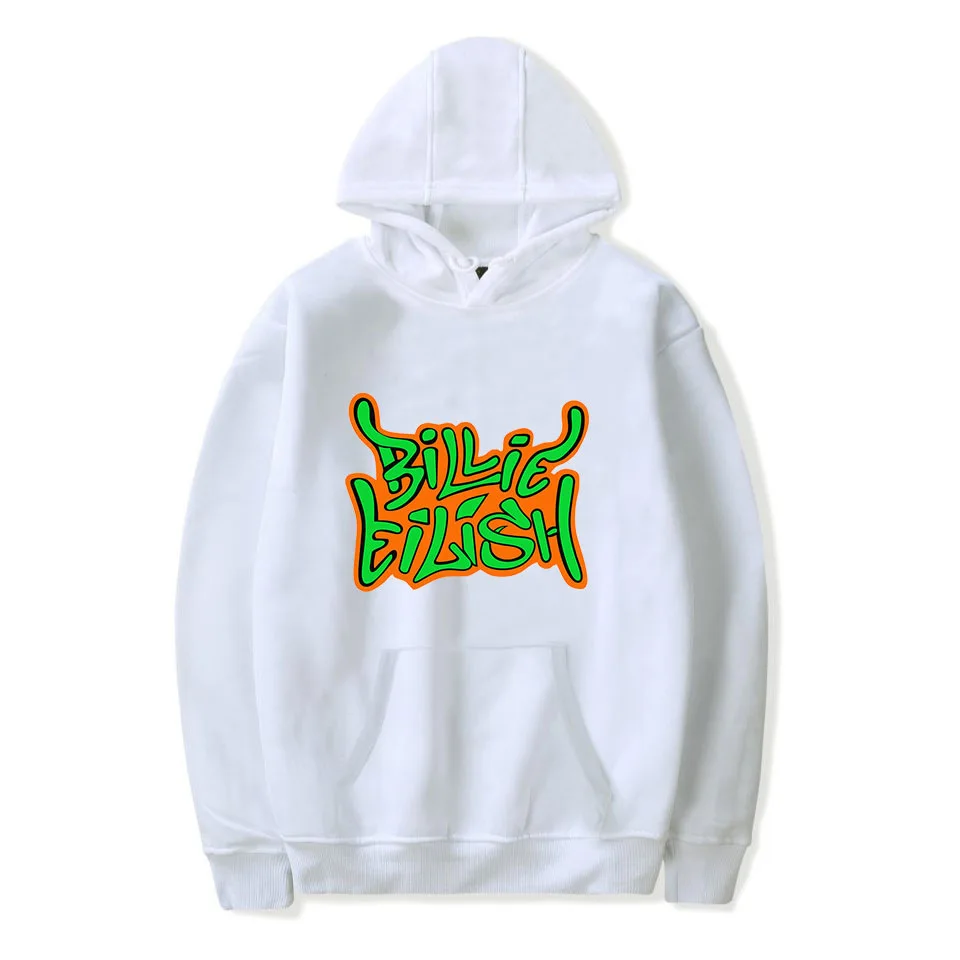 Billie Eilish свободный свитер с капюшоном для женщин/мужчин Уличная одежда в стиле «хип-хоп», летняя хлопковая Футболка Длинные рукава высокое качество одежда для пребывания на открытом воздухе - Цвет: White