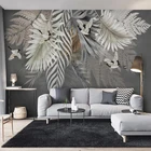 Настенные 3D-обои на заказ с изображением листьев растений крана, художественная роспись стен гостиной, телевизора, дивана, кабинета, декор для стен, Papel De Parede 3 D