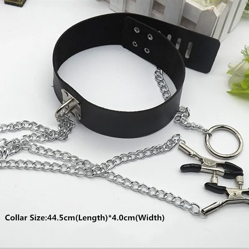 Sexy Lingerie Long Nipple Clamps Chain Breast Clips Jewelry For Women Sex Slave Leather Harness Punk Body Collar Necklace | Украшения и