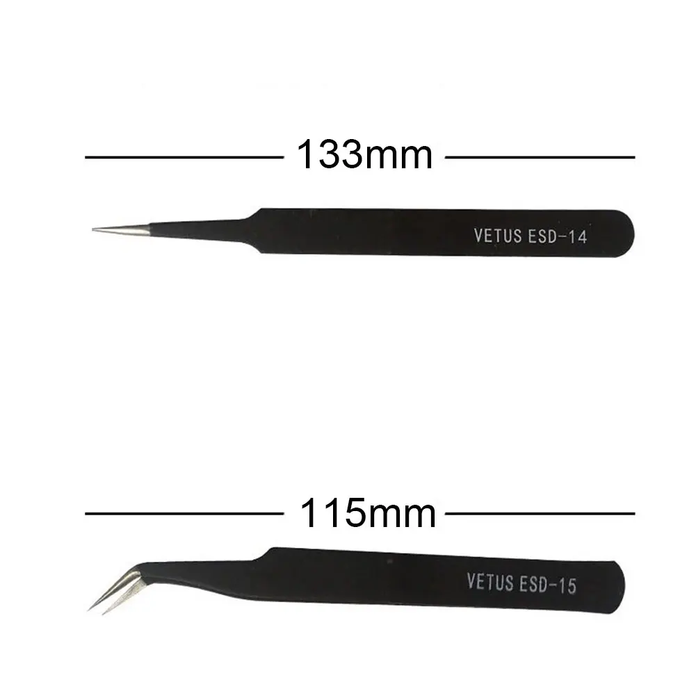 

5pcs Straight Curved Multipurpose Handheld Eyelash Extension Portable Home Durable Stainless Steel Make Up Anti-static Tweezer