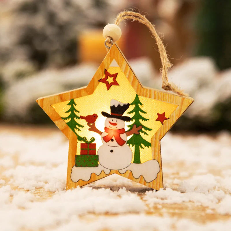 Star snow Navidad деревянный Рождественский поезд новогодняя игрушка подарок для детей Снеговик Рождественская елка украшения для домашнего праздника - Цвет: Star snow
