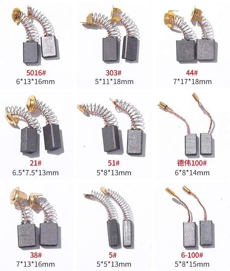 

20pcs Various Models Carbon Brush For 9553 9556angle Grinder0810/electric Hammer/cutting Machine/ Hand Electric Drill/power Tool