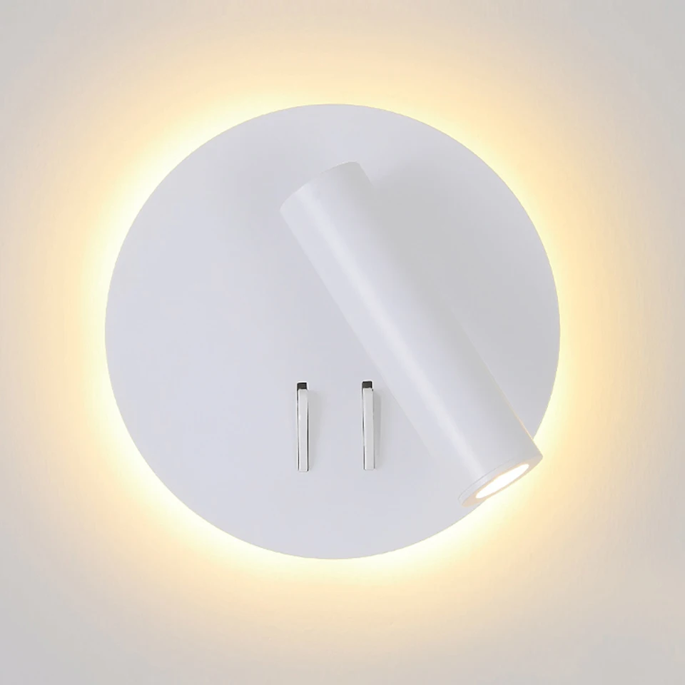 

3W Spotligh Nordic LED Wall Lamp With Switch 6W Backlight Free Rotation Sconce Indoor Wall Light For Home Bedroom BedsideLlight