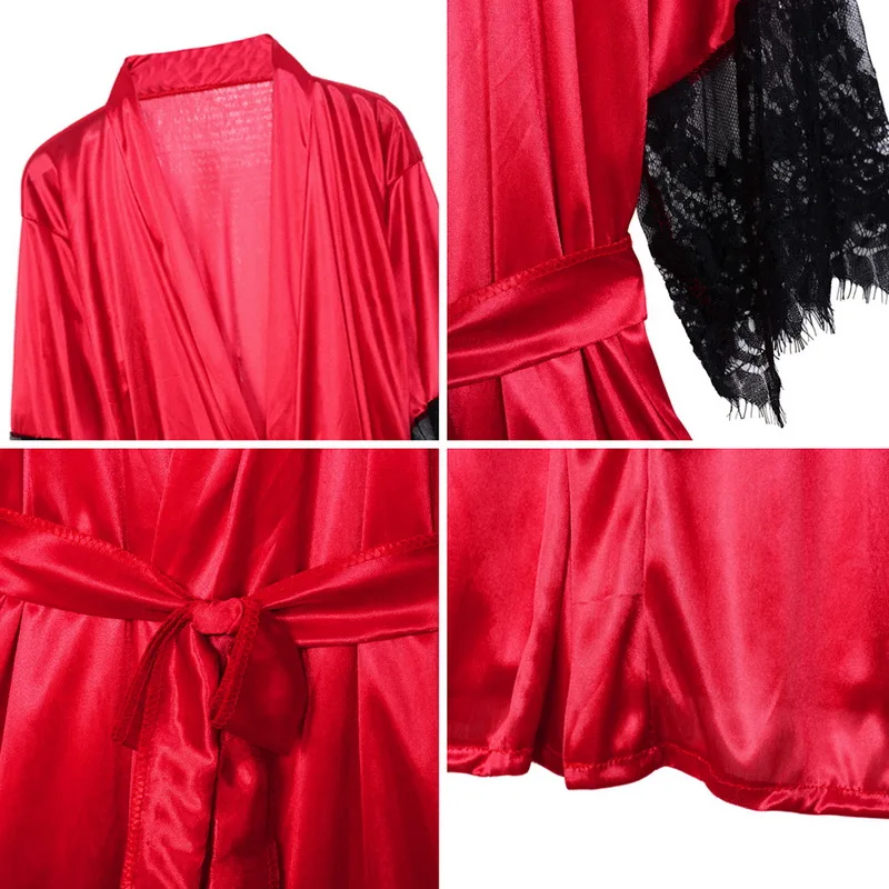 

New Fashion Women's Perspective Erotic Underwear Set Transparent Sexy Lace Pajamas Plus Size S-3XL