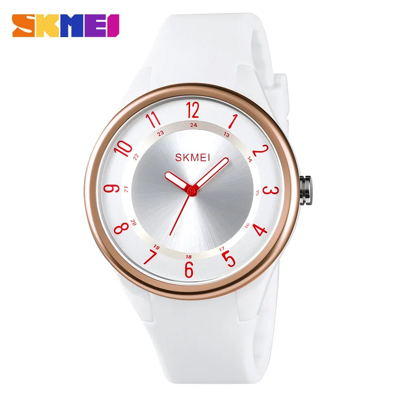 Женские часы в простом стиле SKMEI водонепроницаемые до 50 м женские разноцветные