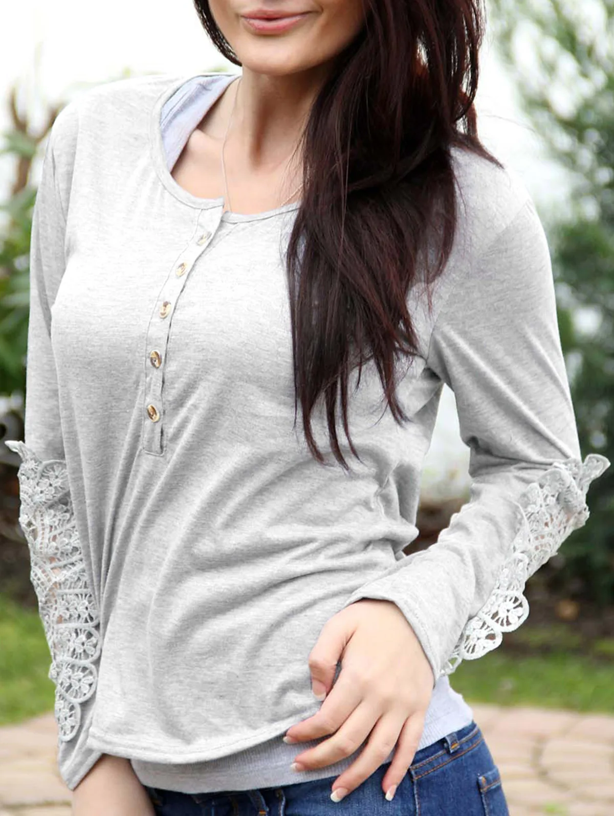 ROSEGAL Корейская тонкая кружевная рубашка с длинными рукавами большой размер