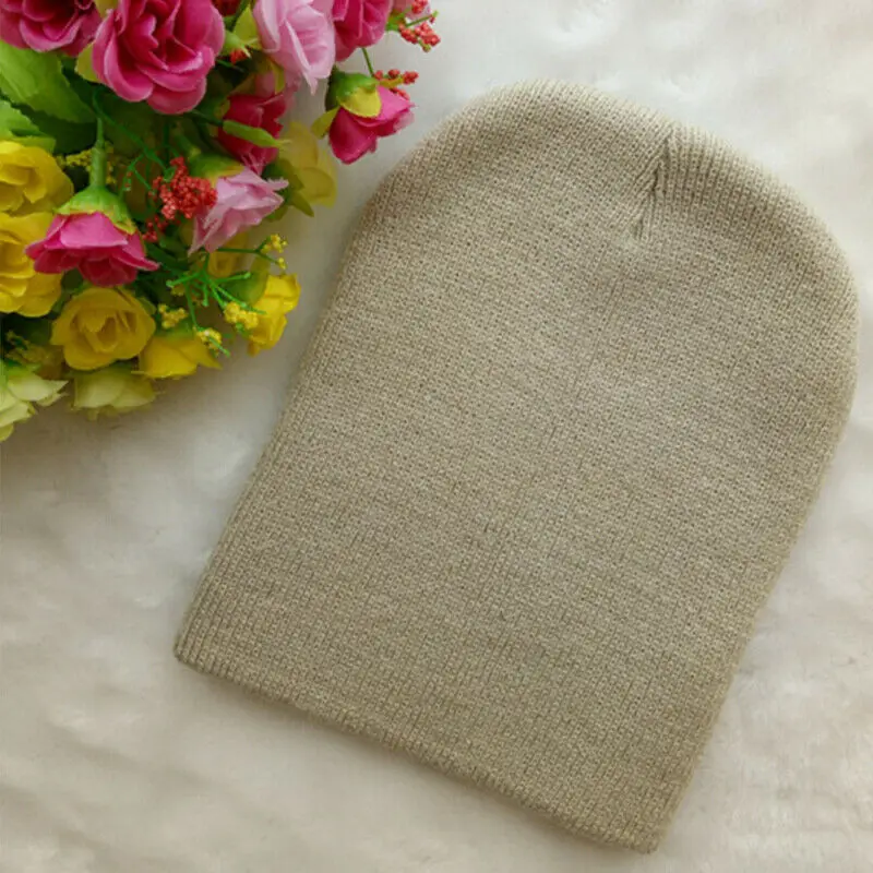 Однотонная серая хлопковая зимняя теплая шапка для новорожденных девочек и