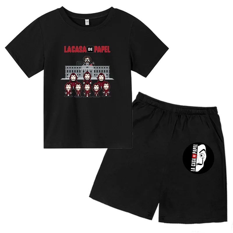 

Lovely Cartoon Children's T-Shirt + Shorts Boys' Girls' Pure Cotton Casual Fashion Short Sleeve Sets 4T-14T Toddler Summer Suit