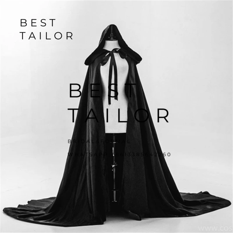 Длинные свадебные накидки Свадебная накидка с капюшоном Серебряная Атласная