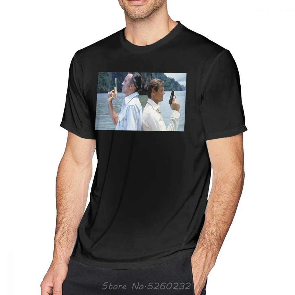 Футболка Джеймс Бонд футболка Мэн с золотым пистолетом Мужская принтом Пляжная