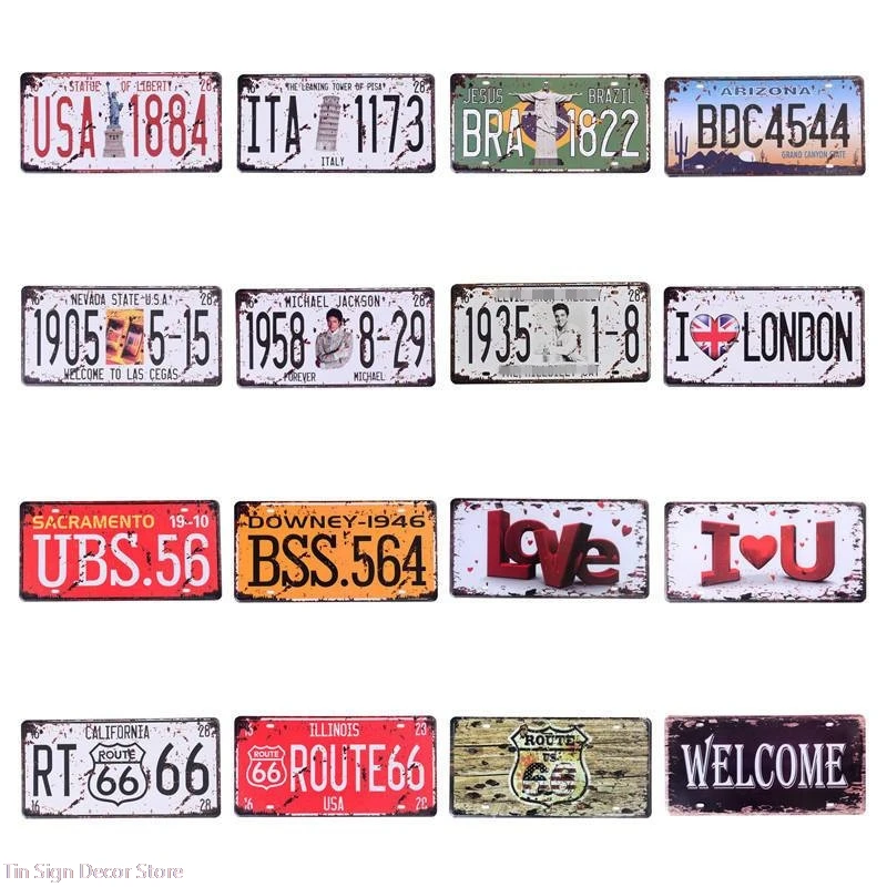 

New Love Country License Metal Tin Sign Art Poster Shabby Plaque Iron Poster Pub Wall Stickers