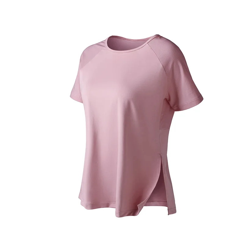 

UA_ROCK Net Yarn Patchwork Yoga Shirt Women Loose Breathable Sports Short-Sleeve T-Shirt Quick-Drying Running Fitness Clothe Top