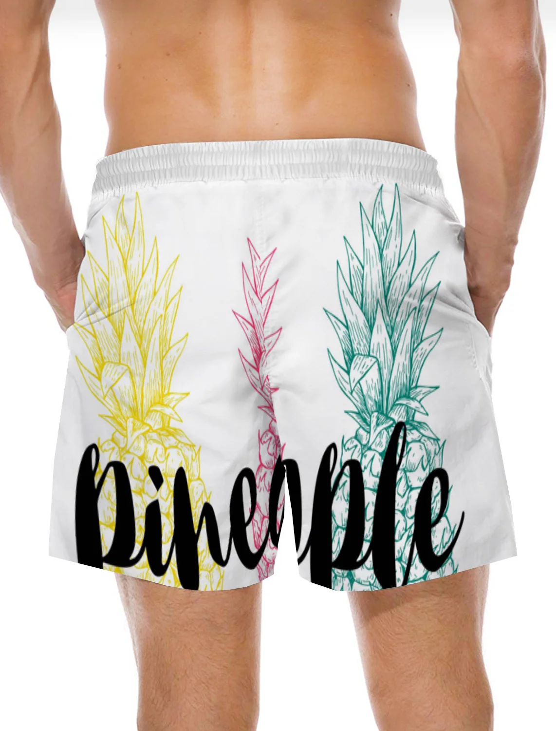 Летние мужские спортивные повседневные шорты с цветным ананасом быстросохнущие